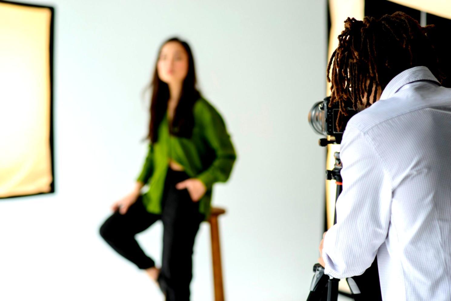 Performer practising expressive movement during an acting workshop